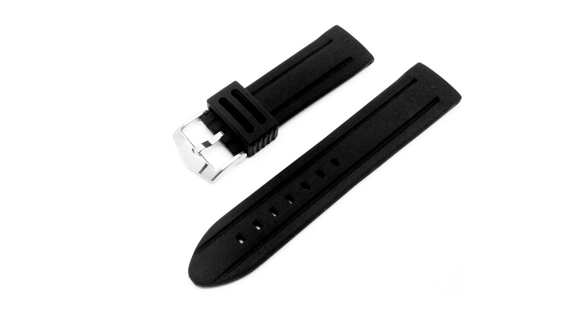 26mm silicone rubber watch strap - black