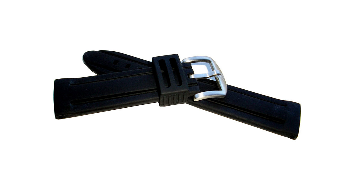 26mm silicone rubber watch strap - black