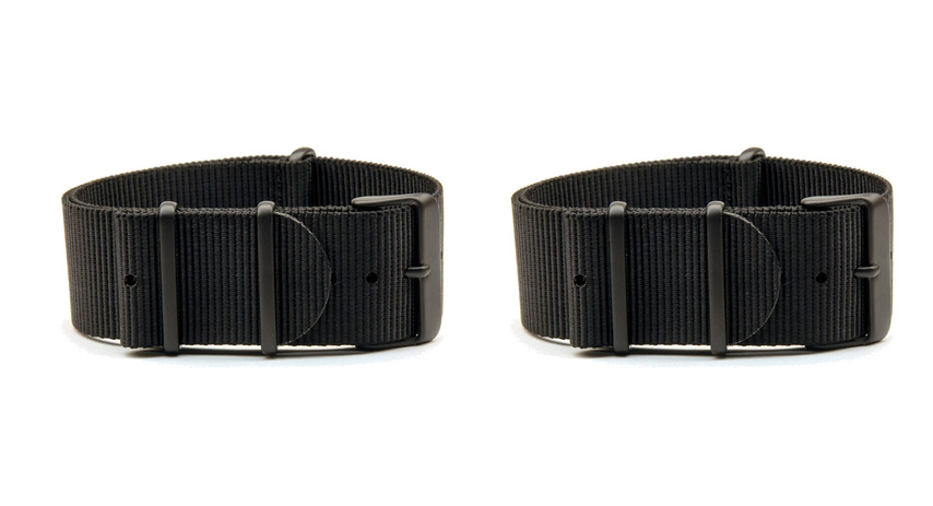 20mm Extra Long Black NATO PVD 2 Pack